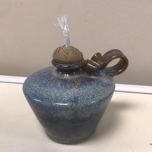 Artist Signed Art Pottery Oil Lamp